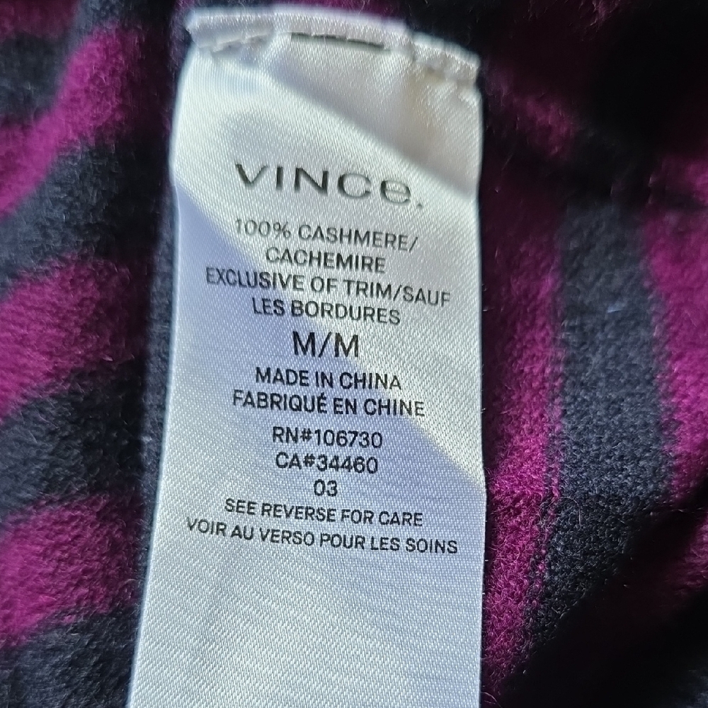 Vince Cashmere Purple and Purple Black Crewneck Sweater with Stripes Size M - Picture 6 of 9